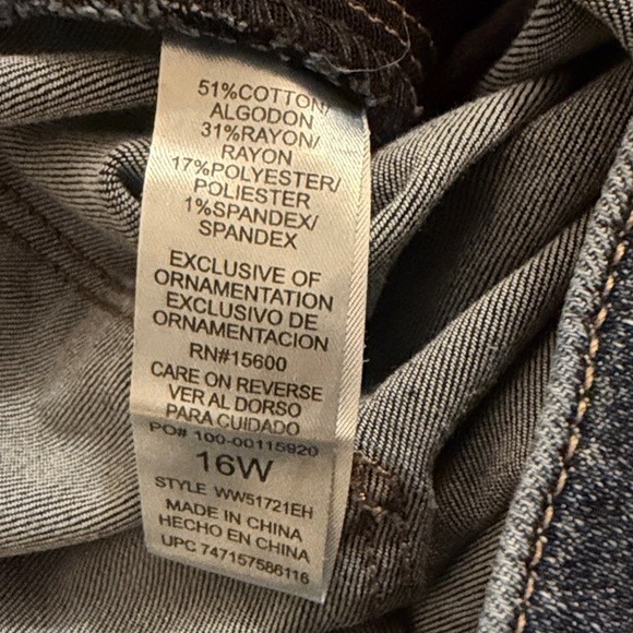 Democracy Womens 16W Blue "Ab"solution Denim Jeans Mid Rise Slim Fit - Picture 5 of 7